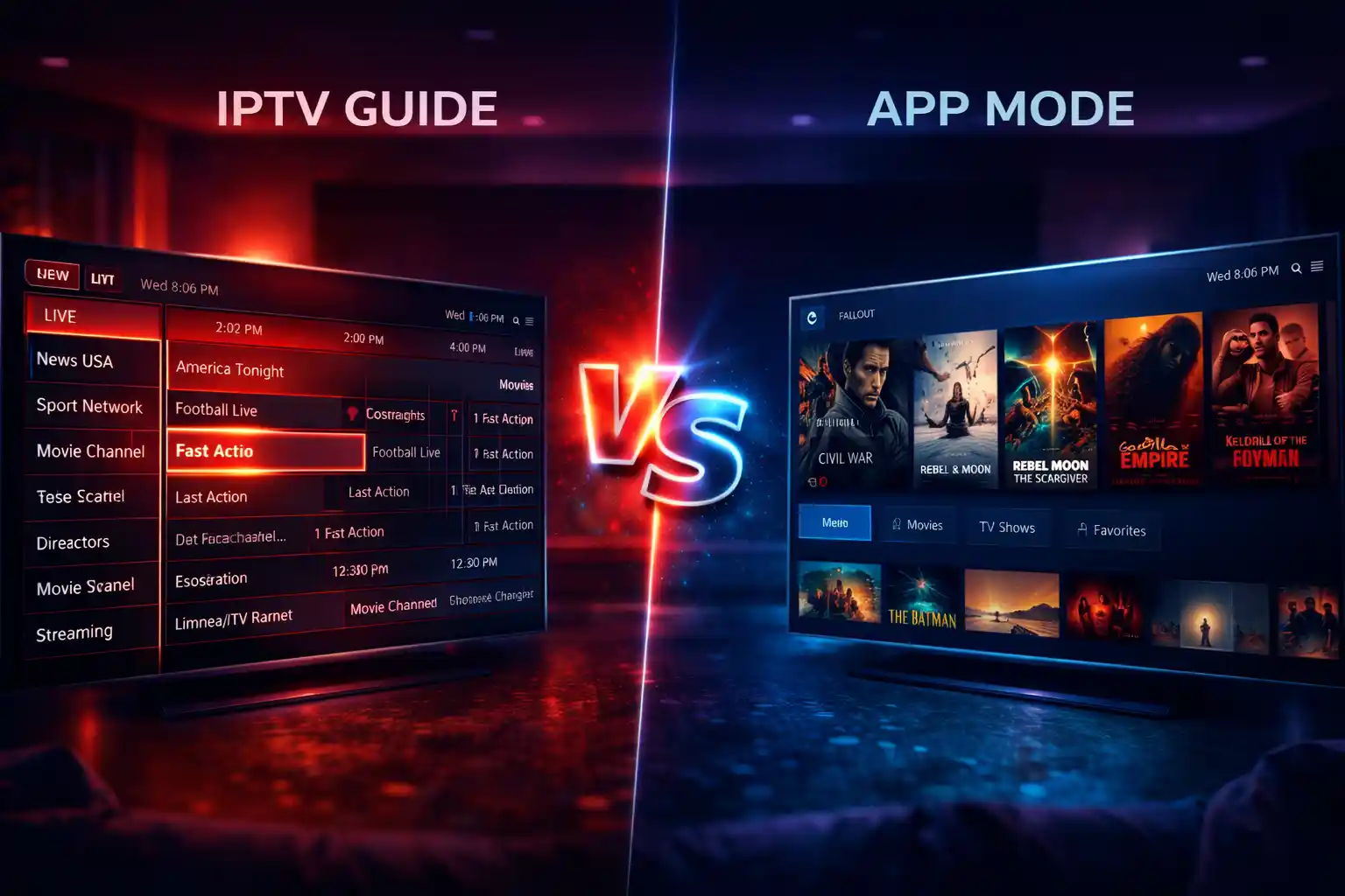 TiviMate vs Sparkle Player 2026 interface comparison