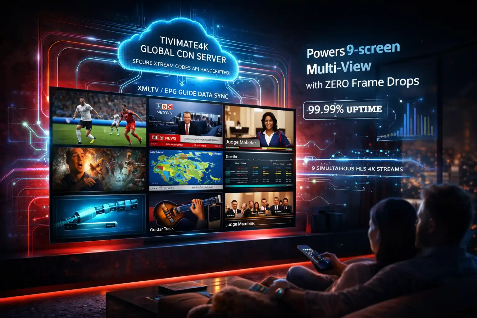 TiviMate 9-screen multi-view Best IPTV for TiviMate 2026